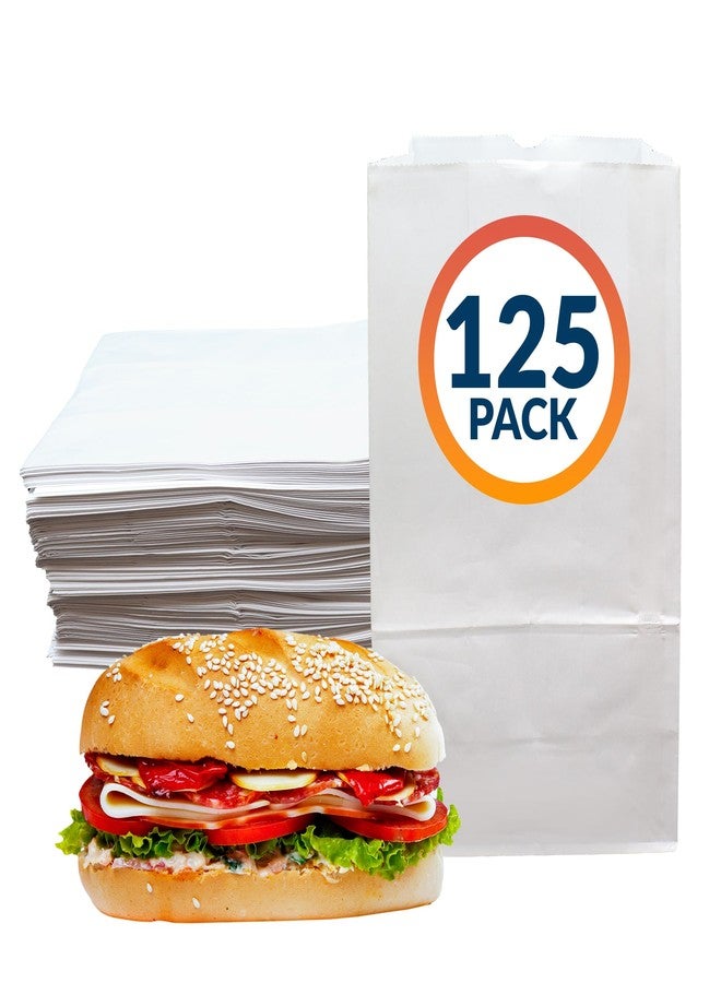 Reli. White Lunch Bags (125 Pack) | 6 lb White Paper Lunch Bags, Luncheon Sacks for Snacks and Gifts | Medium Size, Kraft Paper | Multipurpose for Lunch, Snacks, Gifts, Arts & Crafts, DIY - Image 1